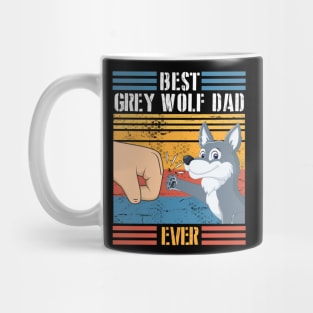 Grey Wolf Dog And Daddy Hand To Hand Best Grey Wolf Dad Ever Dog Father Parent July 4th Day Mug